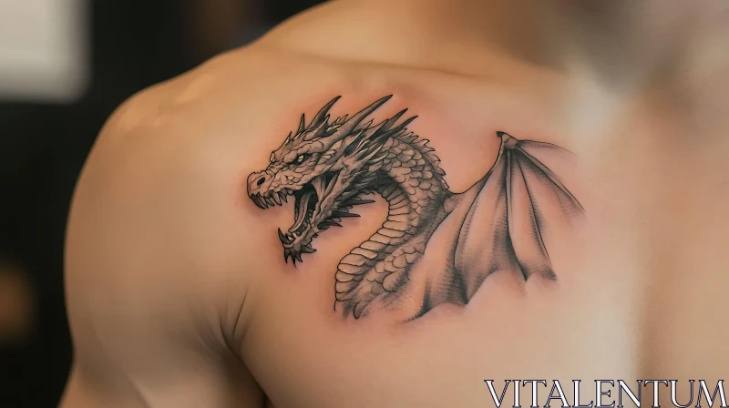 Chest Tattoo of a Dragon AI Image