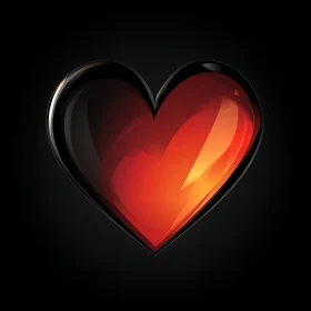 Red and Orange Heart on Black