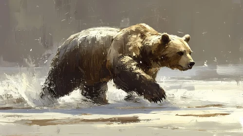 Bear Splashing Through Water