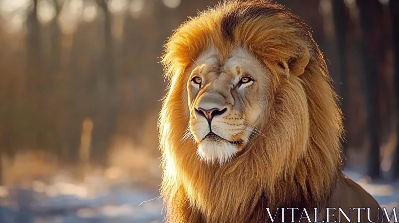 Sunlit Lion Portrait AI Image