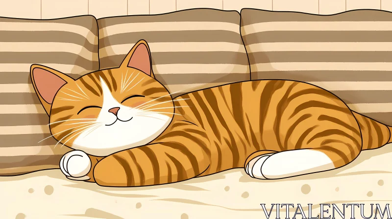 Adorable Cat Illustration Slumber AI Image