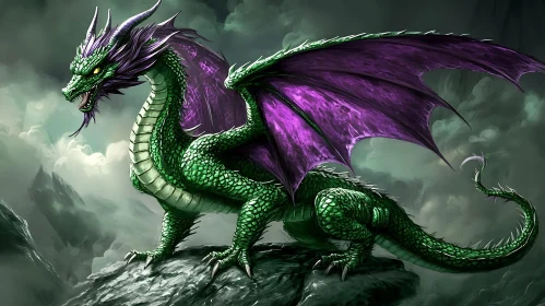 Fantasy Dragon on Rocky Peak