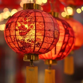 Glowing Red Lanterns: Asian Tradition