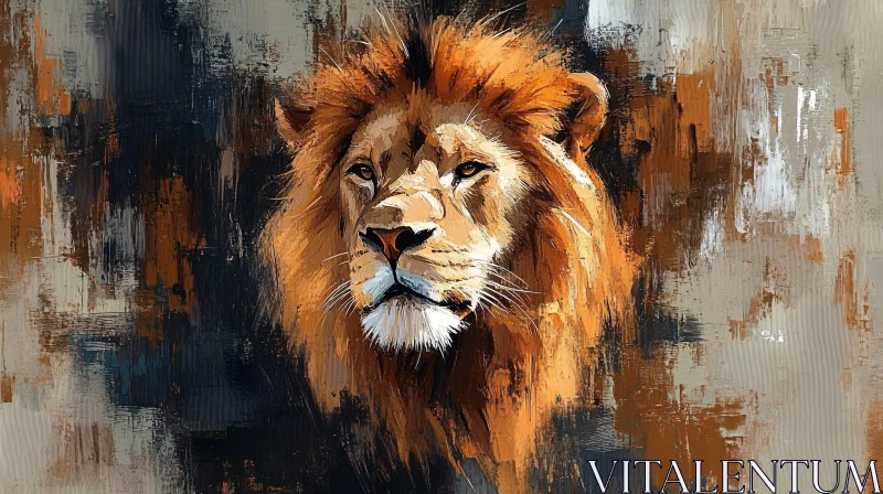 Regal Lion Brushstroke Art AI Image