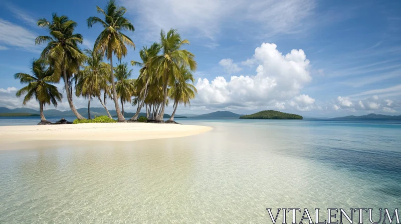 AI ART Pristine Tropical Beach with Palm Trees