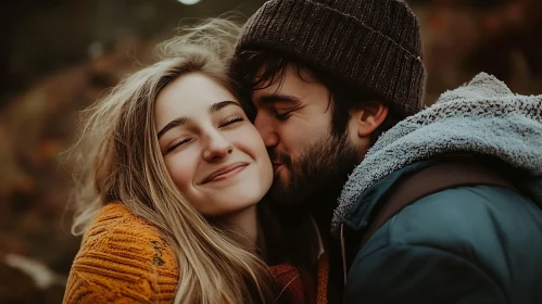 Couple's Intimate Kiss in Soft Focus