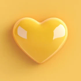 Glossy Yellow Heart on Yellow Background