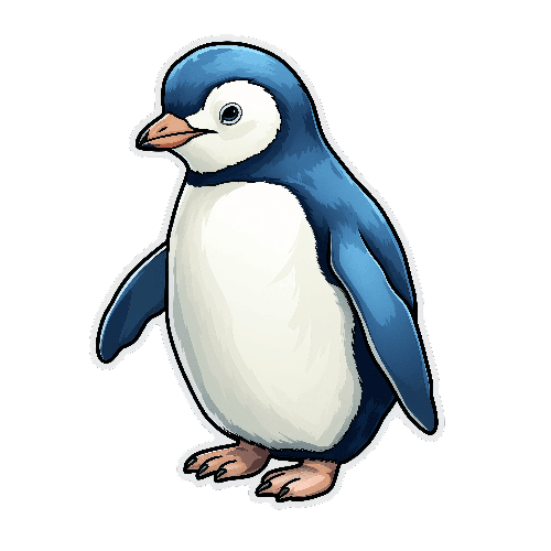 Charming Cartoon Penguin with Blue and White Feathers