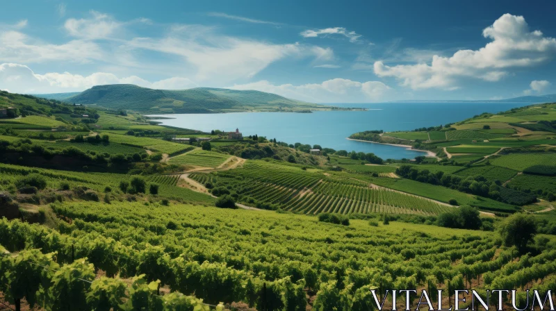 Coastal Vineyards: A Panoramic View of Absinthe Culture AI Image
