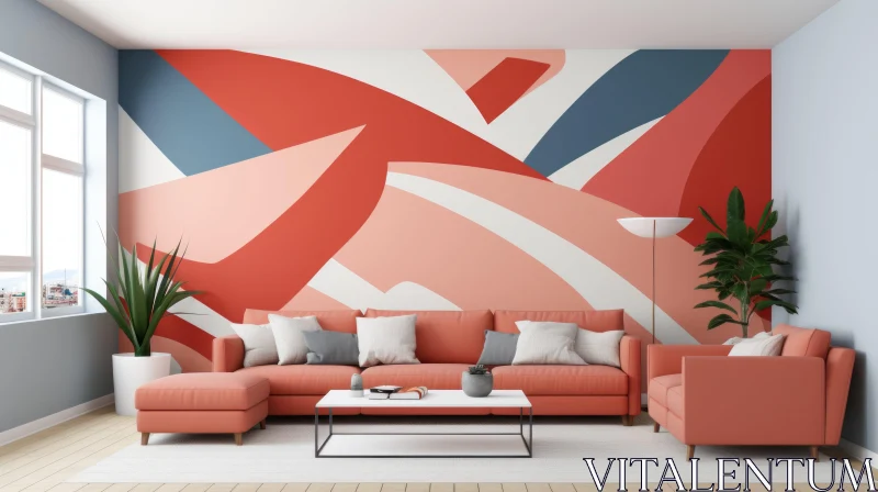 Colorful Abstract Minimalist Living Room Interior Design AI Image