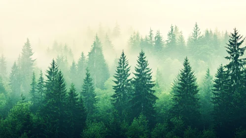 Peaceful Mist Enveloped Forest