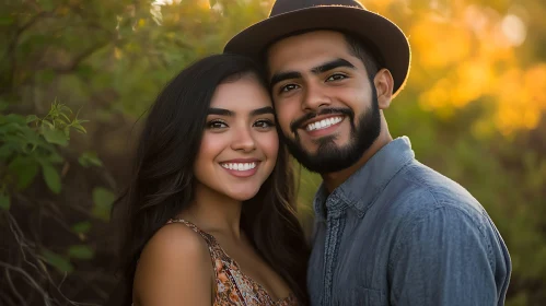 Affectionate Couple Smiling in Sunlight