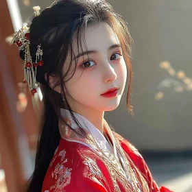 Portrait of Woman in Red Dress