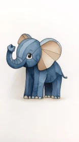 Cute Blue Elephant Drawing