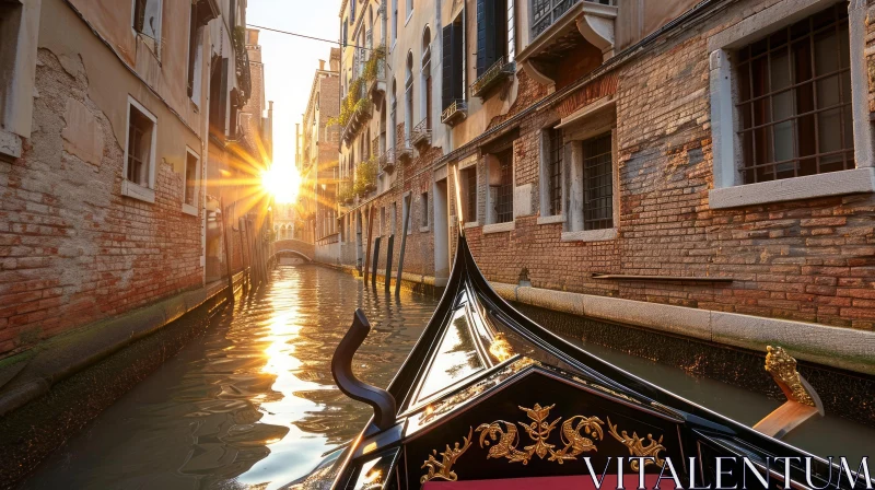Gondola Gliding Through Sunlit Canals of Venice - Fine Art AI Image