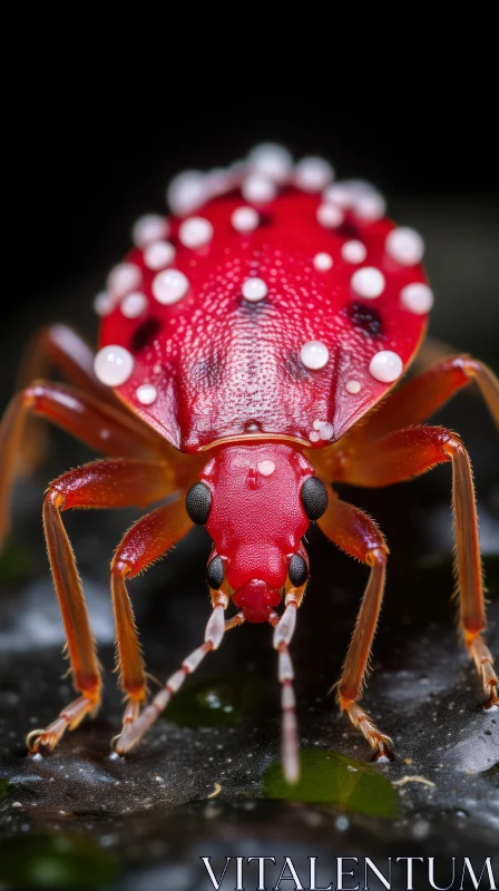Intricate Red and White Spotted Bug: A Close-Up Portrait AI Image