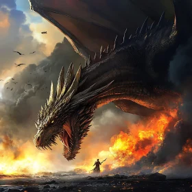 Fiery Dragon Encounter with Brave Warrior