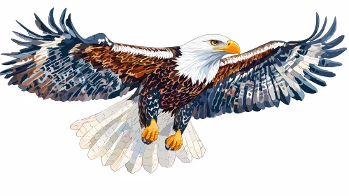 Illustration of an Eagle in Mid-Air