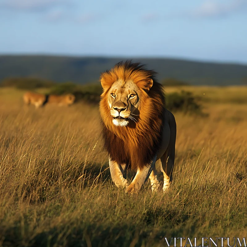 AI ART Lion Portrait in Golden Light