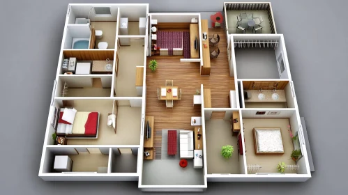 Apartment Layout Design Rendering