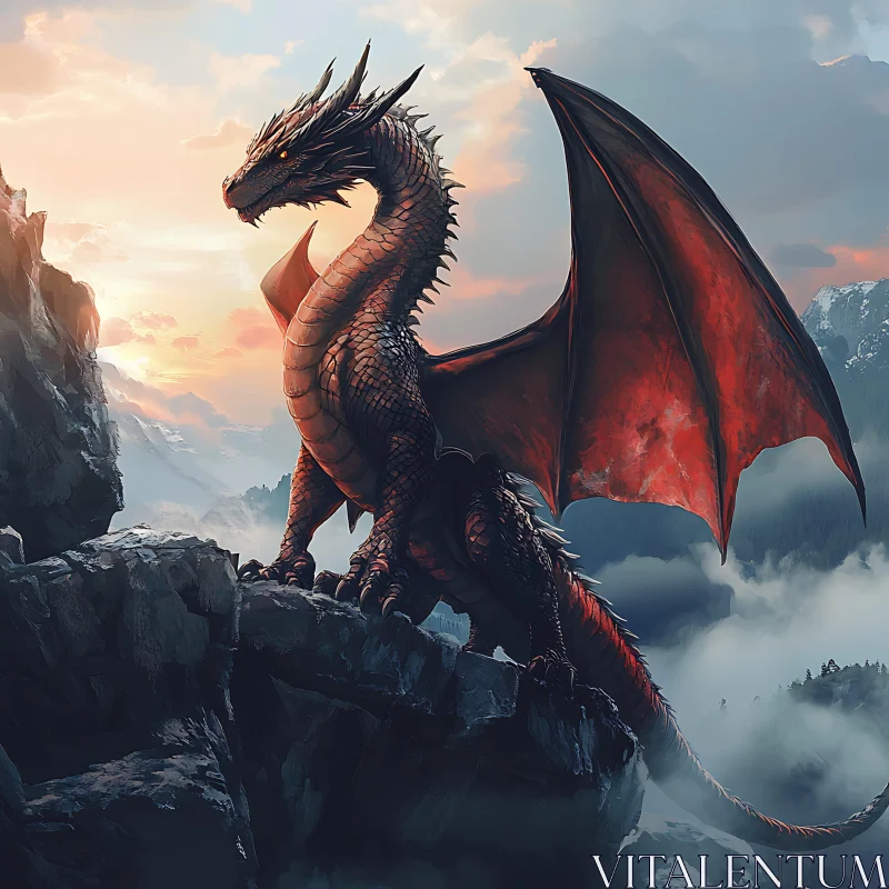 AI ART Fantasy Dragon on Mountain