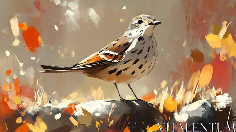 Colorful Autumn Bird Art AI Image