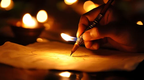 Vintage Writing with Candlelight