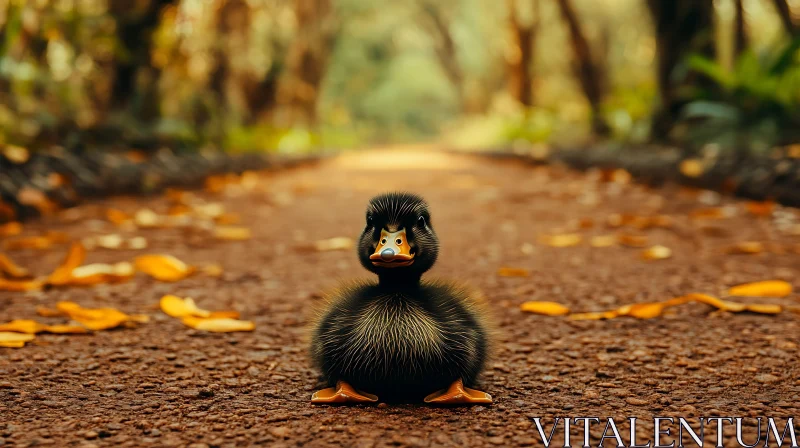 Duckling in Autumn AI Image