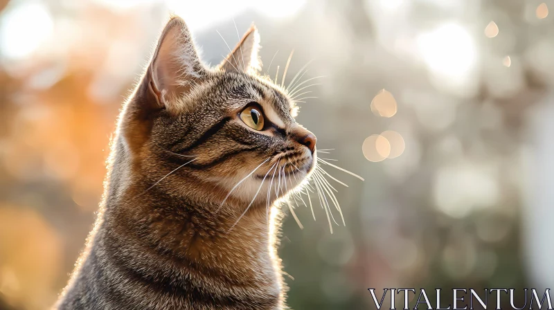 Profile of an Alert Cat in Golden Light AI Image