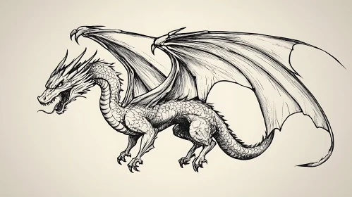 Dragon with Large Wings Sketch