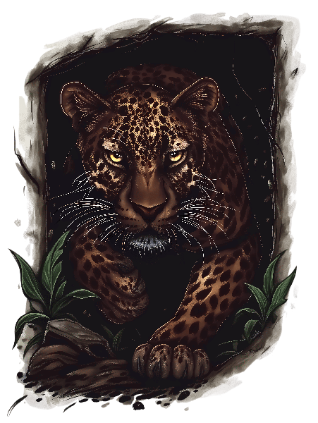 Majestic Leopard T-Shirt Design - Jungle Wildlife Art POD Design