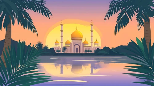 Sunset Mosque Reflection