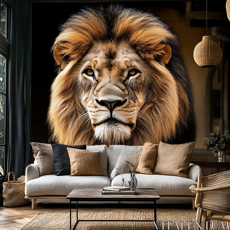 AI ART Majestic Lion in Home Decor