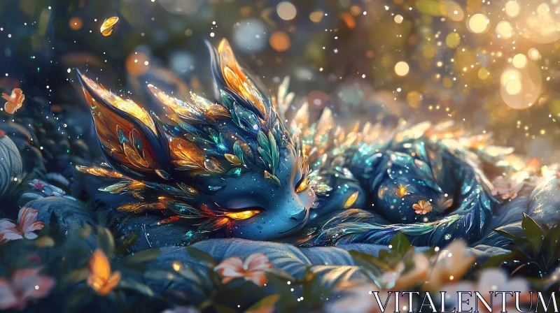 AI ART Enchanted Slumber: A Fantasy Creature's Dream