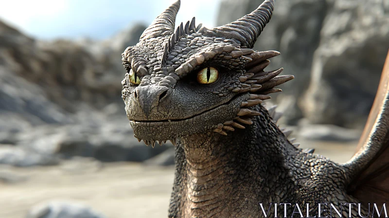 AI ART Dragon Head Close-Up - Scaled Reptile