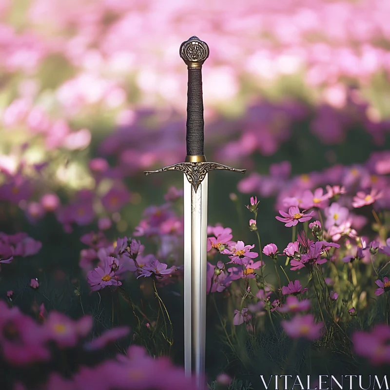 Floral Sword Still Life AI Image