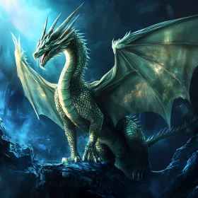 Dragon Perched on Rocks