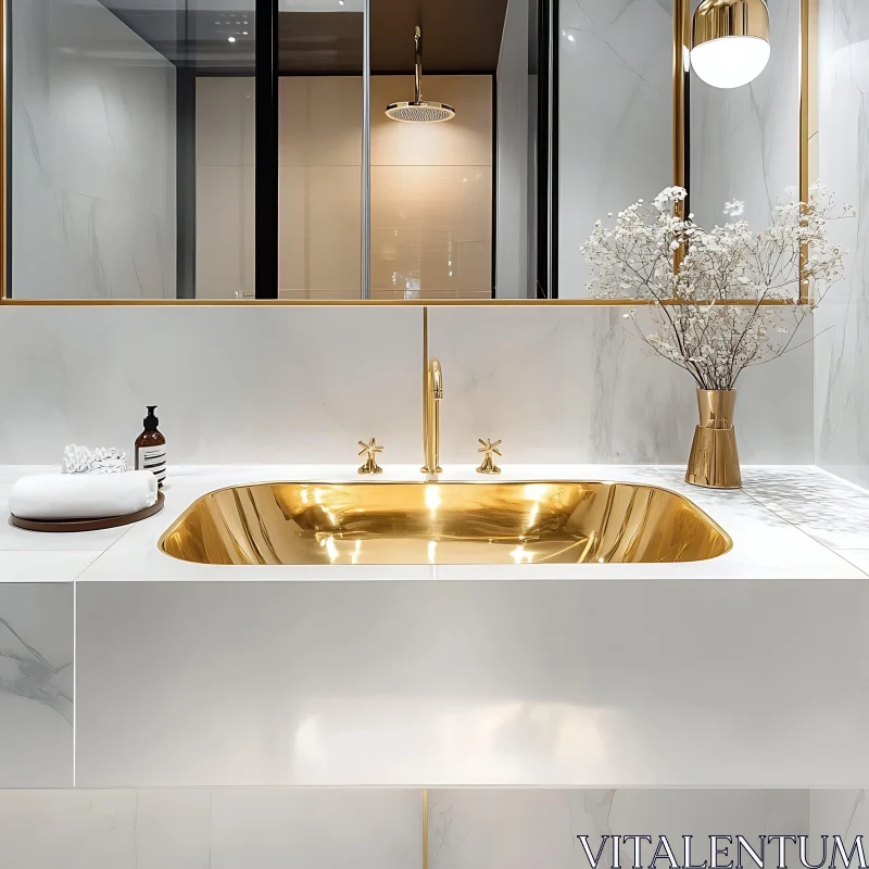 AI ART Opulent Gold and Marble Bathroom Design