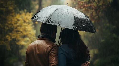 Rainy Day Romance: A Couple's Embrace