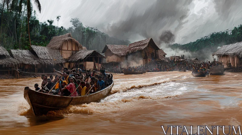 Village River Boats AI Image