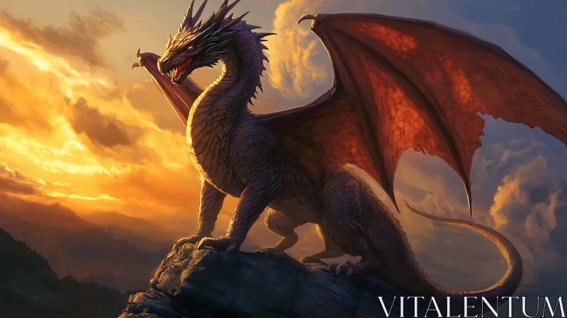 AI ART Sunset Dragon Fantasy Art