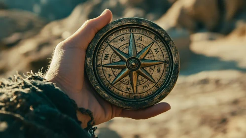 Vintage Compass in Hand