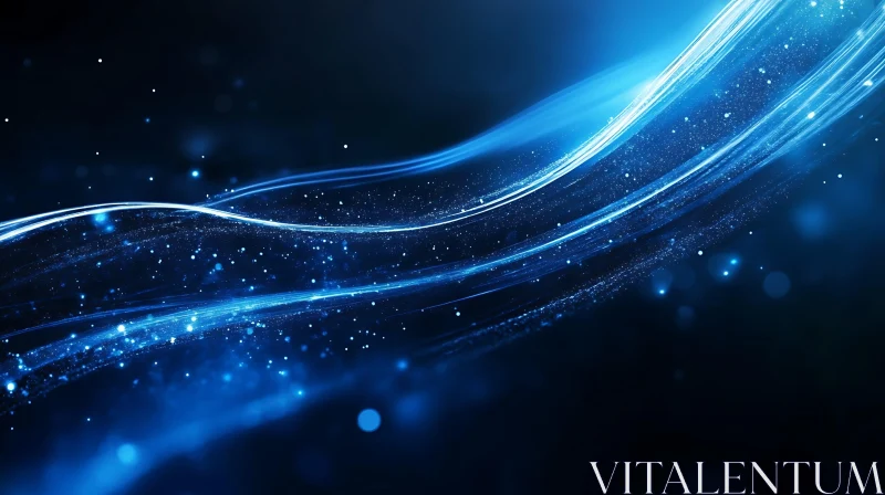 AI ART Luminous Blue Lines with Glittering Particles
