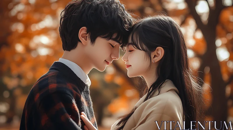 AI ART Intimate Couple Portrait in Autumn Hues