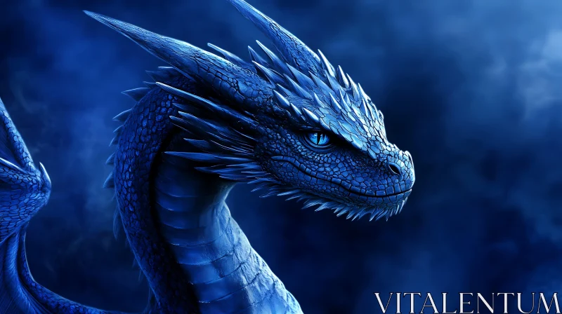 Blue Dragon Portrait AI Image