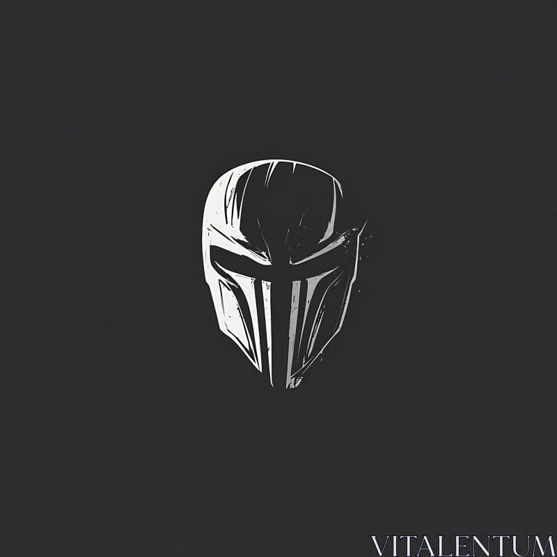 Stylized Helmet on Black Canvas AI Image