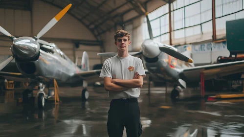 Classic Aviation Portrait with Young Man