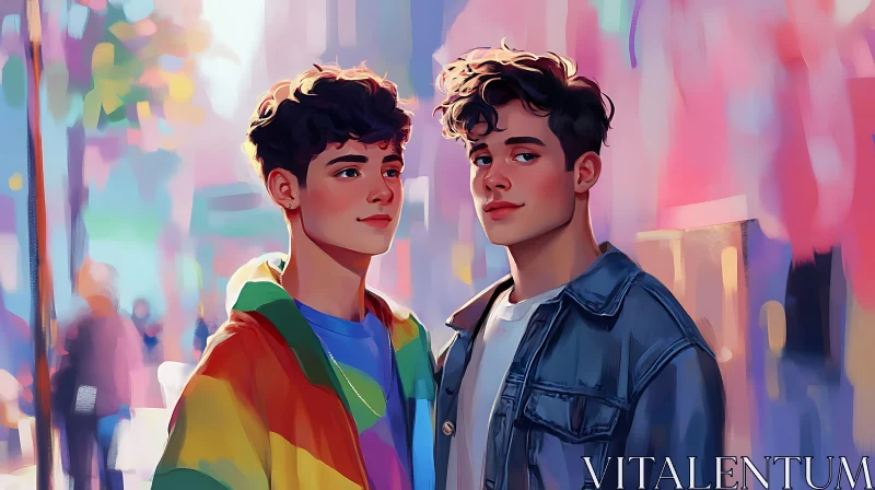 Portrait of Two Young Men in Love AI Image