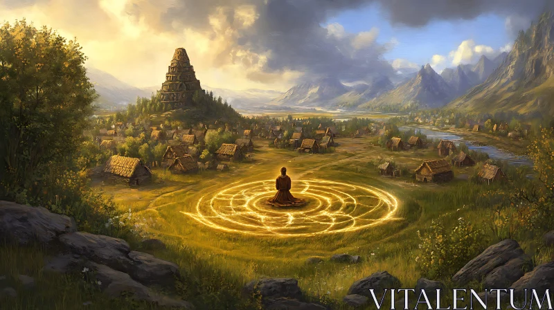 Enchanted Village Meditation AI Image