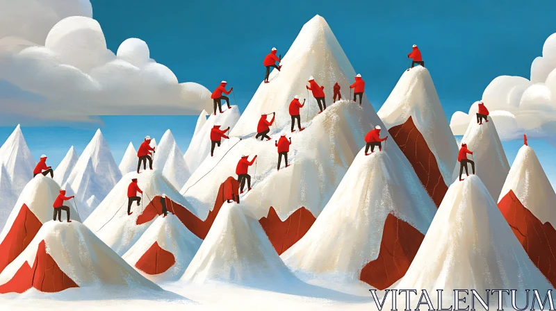 AI ART Mountain Climbers Illustration